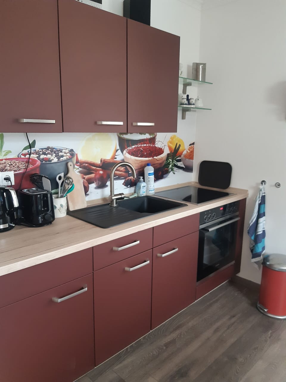 Full-size fridge, microwave