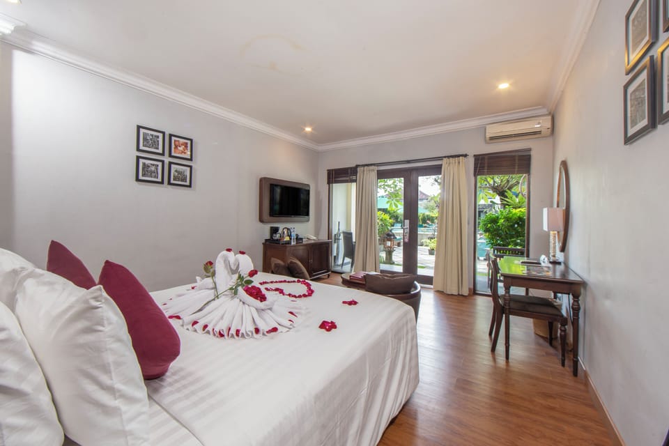 Super Deluxe Double, Pool Access | Premium bedding, in-room safe, desk, iron/ironing board