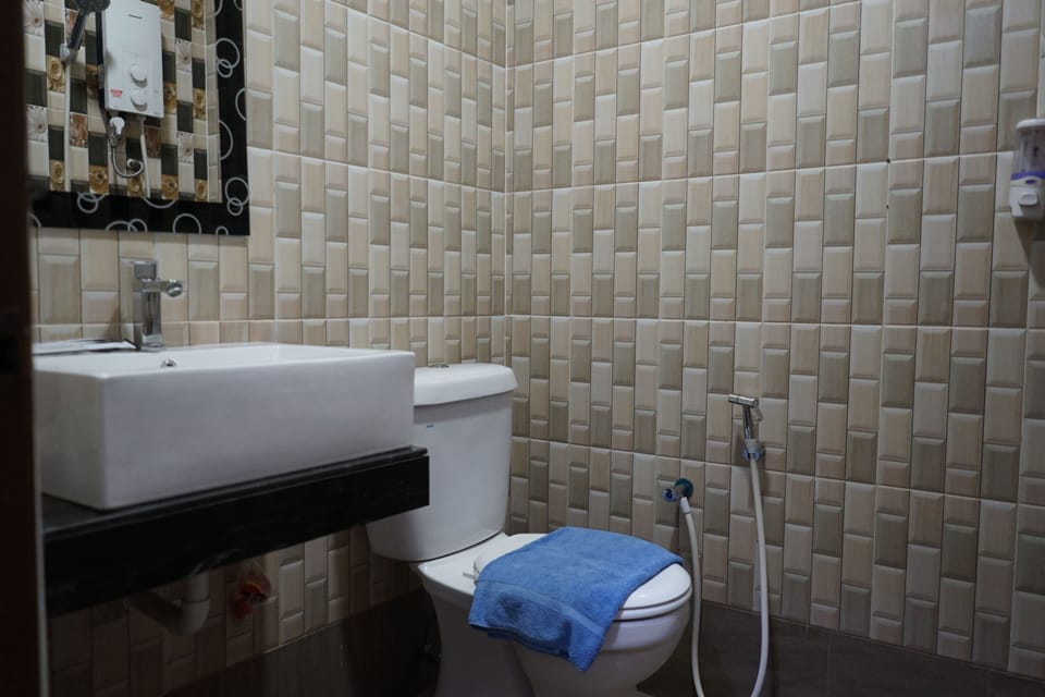 Shower, bidet, towels, soap