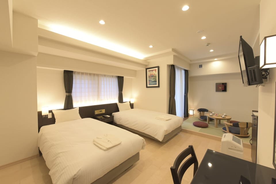 Japanese Western Style Corner Family Room, Non Smoking | Egyptian cotton sheets, premium bedding, down comforters, in-room safe