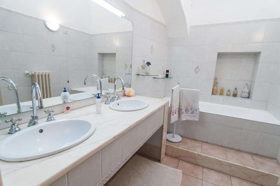 Hair dryer, bidet, towels, soap