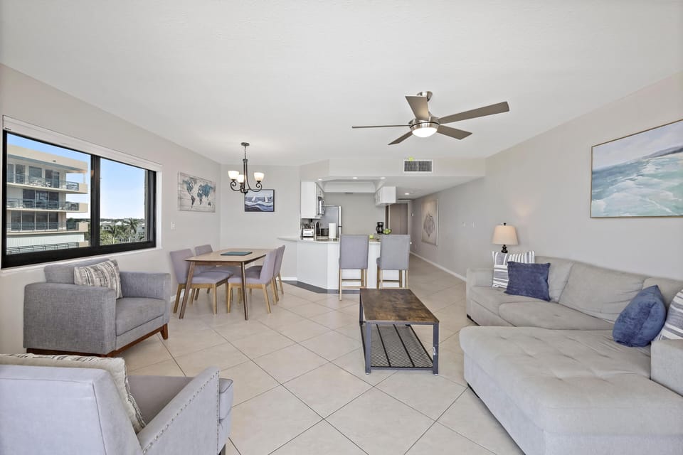 Condo, 1 King Bed with Sofa bed (Inviting beachfront condo with pool, ) | Living area | Flat-screen TV