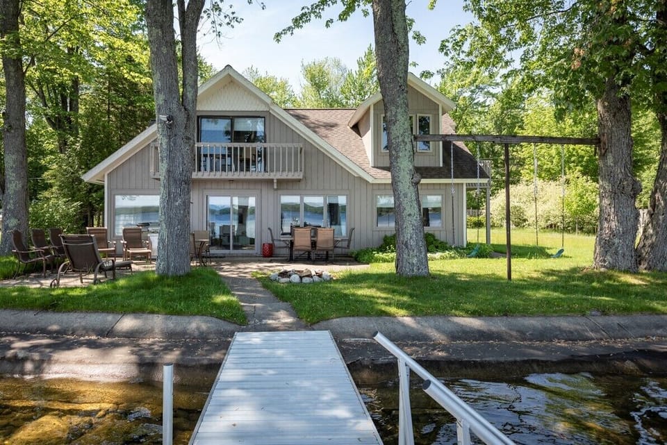 Rear Patio, Fire Pit, and Swings.