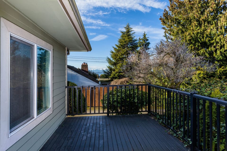 Private deck with view of Puget Sounds and Casdcade Mountains