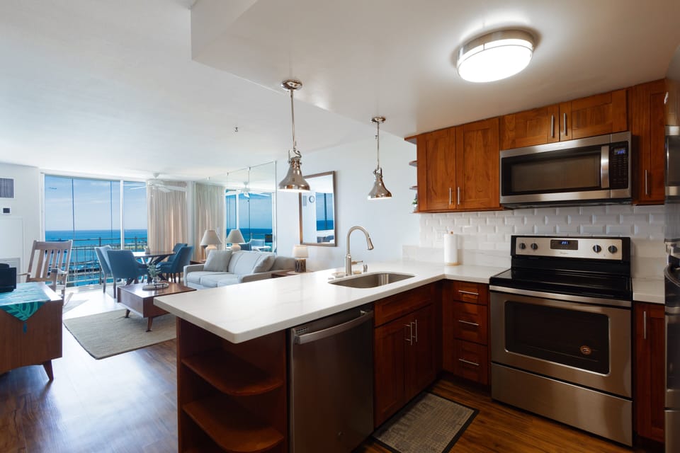 You'll love preparing meals with the ocean as your backdrop