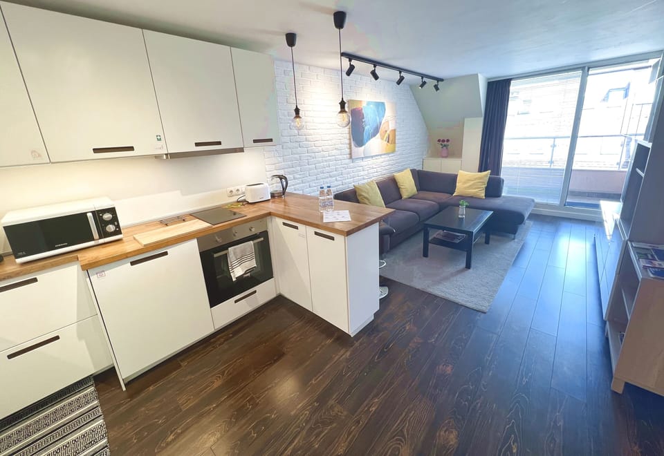 Living Room, Kitchen, Balcony (Level 1)