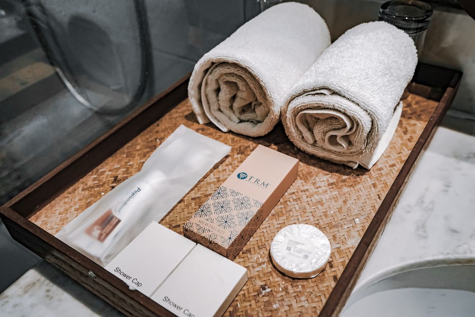 Shower, free toiletries, hair dryer, bathrobes