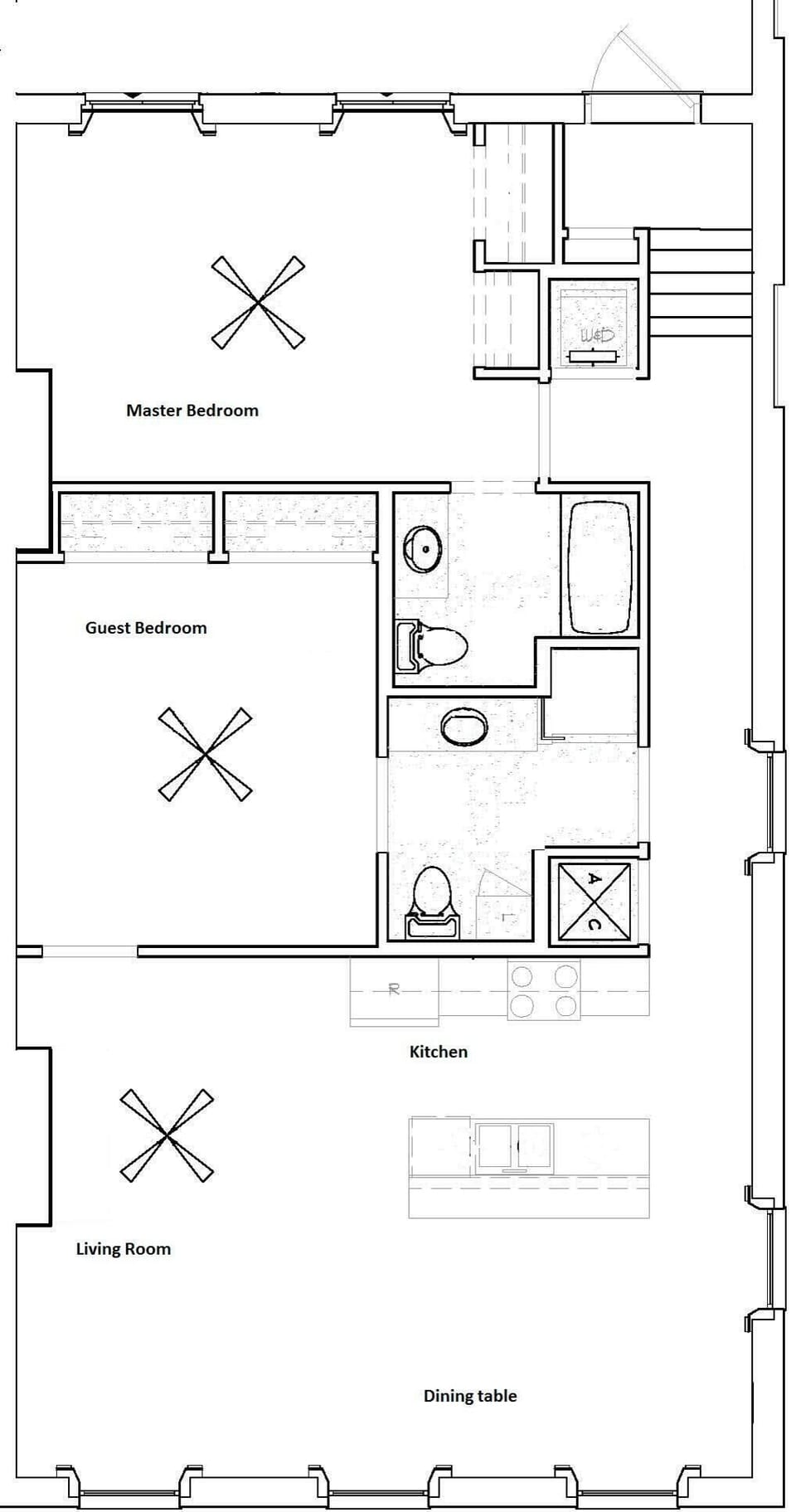 Floor plan and layout, no balcony on this condo