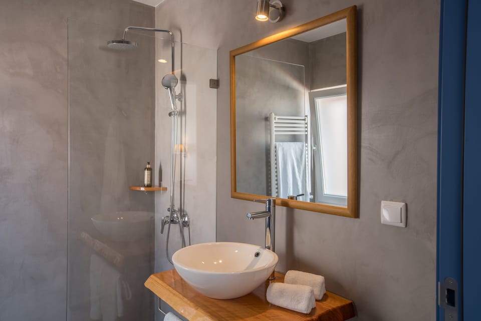 Standard Double Room, Sea View | Bathroom | Shower, rainfall showerhead, free toiletries, hair dryer