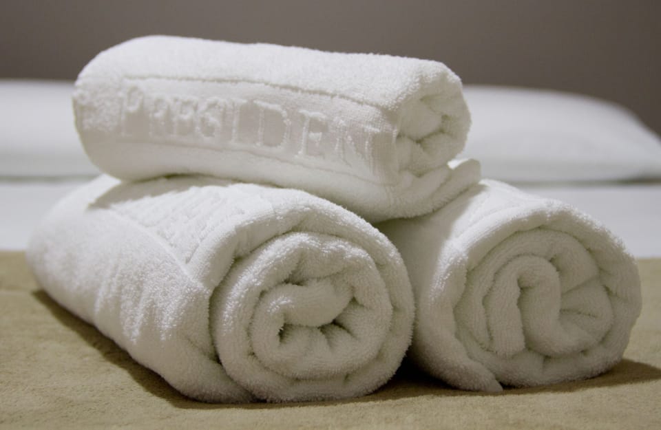 Shower, free toiletries, towels