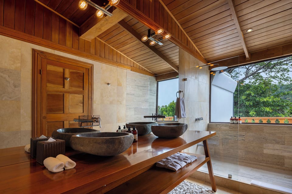 Eco-friendly toiletries, hair dryer, bathrobes, slippers