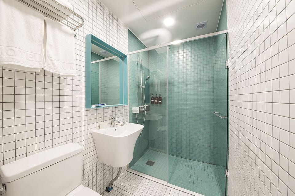 Shower, free toiletries, hair dryer, soap