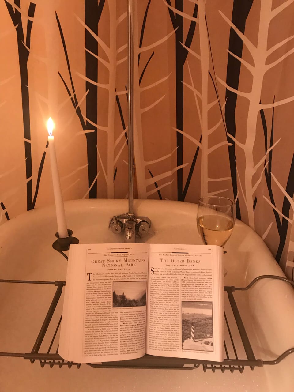 Relax and unwind in the claw foot tub with a nice bubble bath and a book