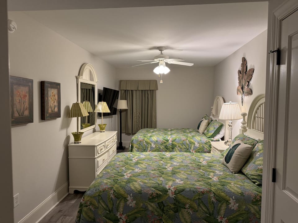 Cozy bedroom retreat with calming coastal decor and soft lighting