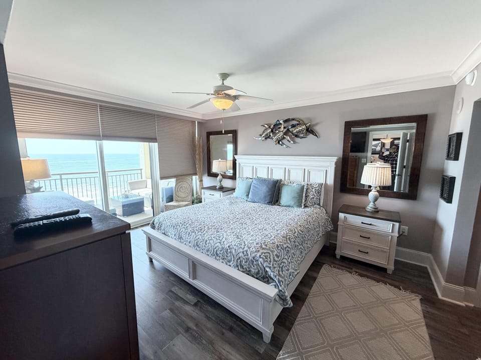 Oceanfront bedroom with serene views and coastal charm