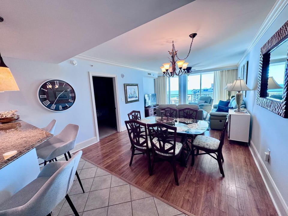 Spacious dining area with cozy seating and natural light