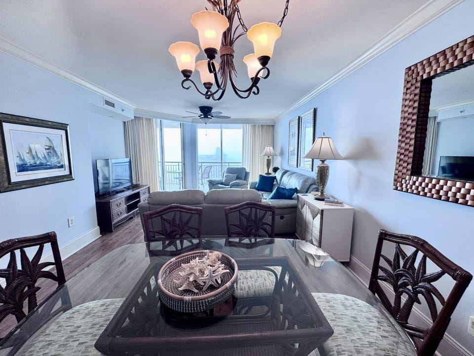 Spacious living room with cozy seating and natural light