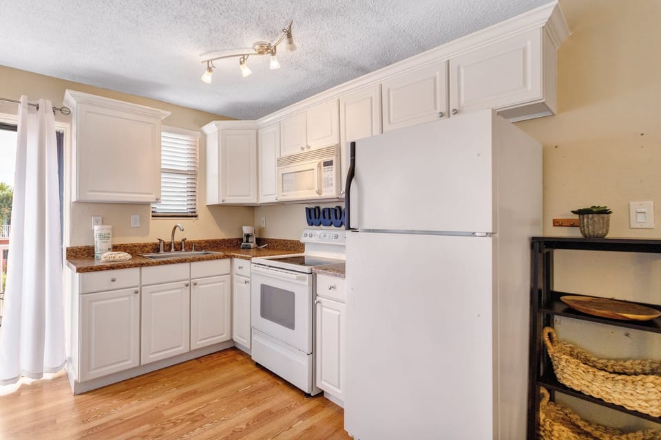 All major appliances are provided in the kitchen at #108. Prepare meals as you would at home, or keep your carry out warm until you are ready to eat.