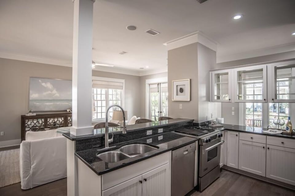 Kitchen View into Living Area