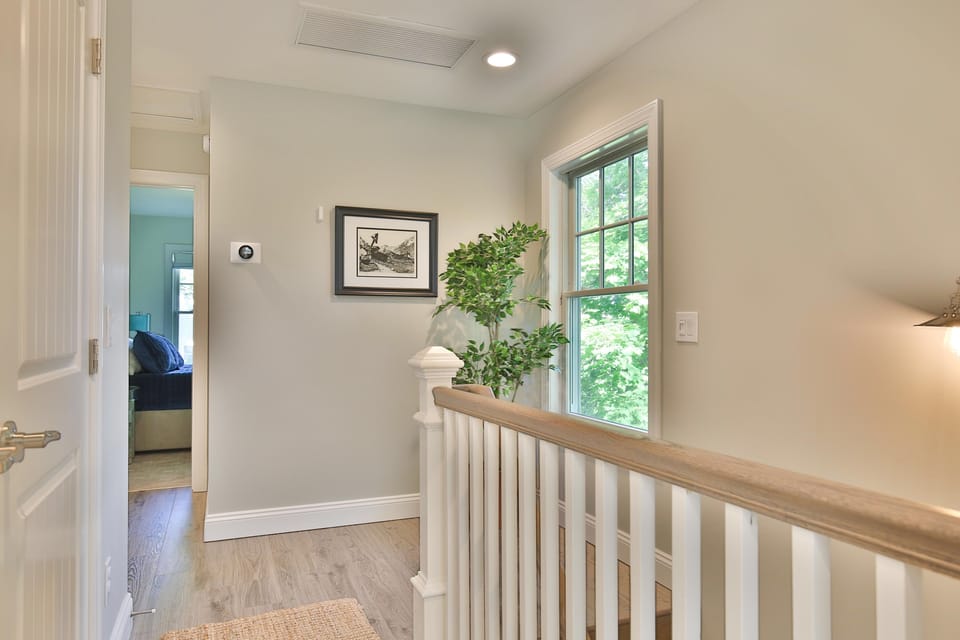 Upstairs hallway with brand new washer/dryer