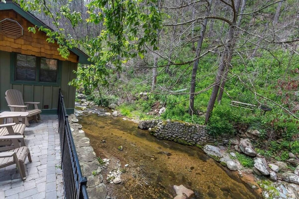 Listen to the wonderful sound of rushing water in your glider chairs!  The National Park stocks the Roaring Fork weekly with trout!  Don't forget your fishing license!