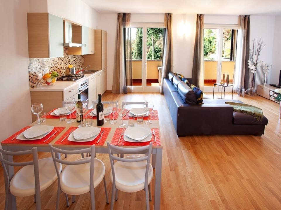 Open plan living with adjoining lake view balcony