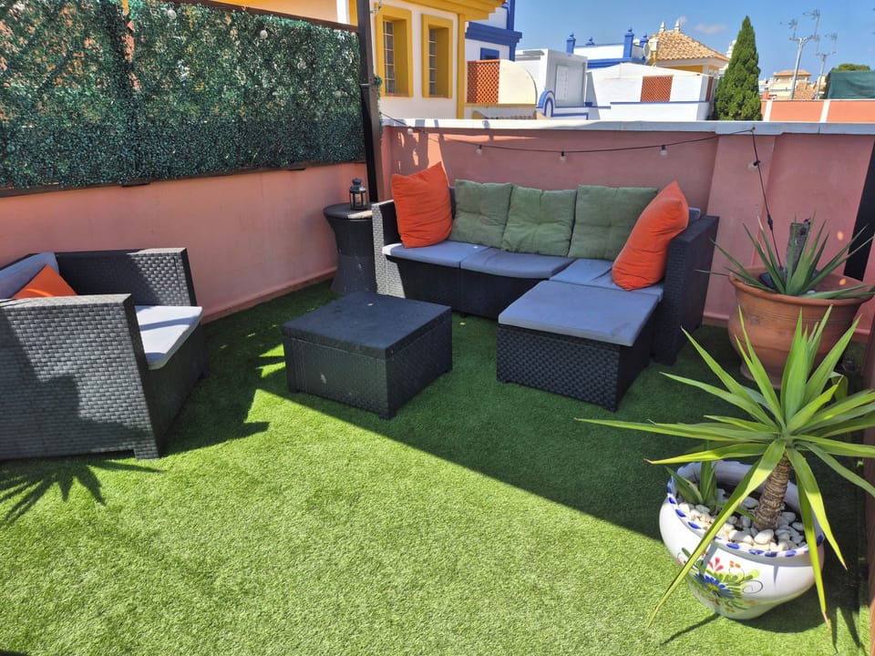 Escape from the sun underneath the pergola or chill out in the evenings and watch the sunset