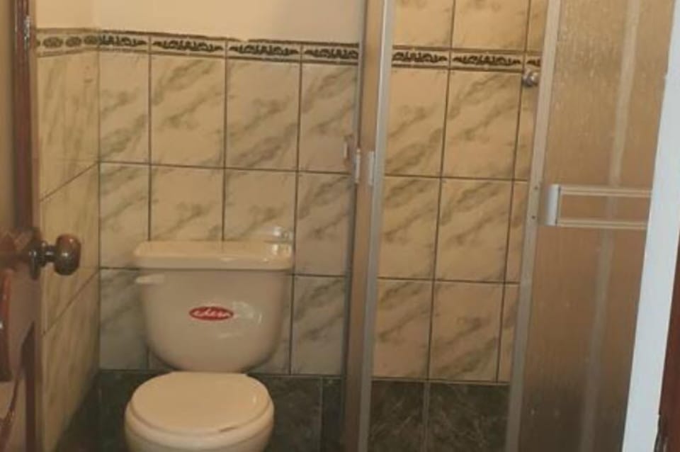 Shower, towels, soap, shampoo