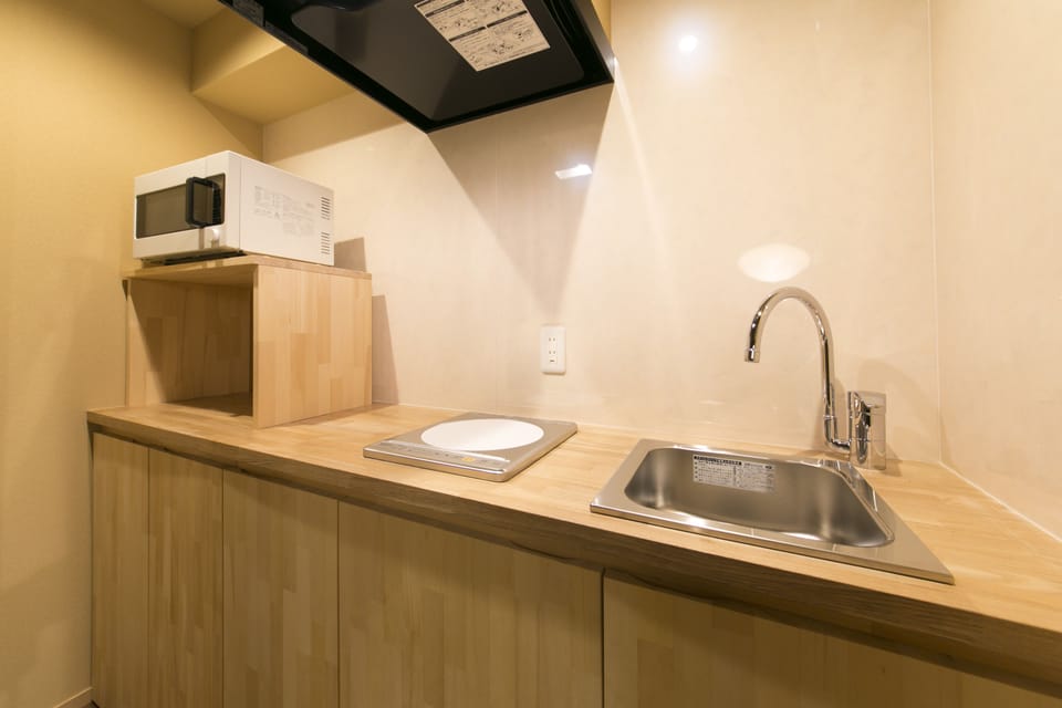 Traditional Japanese House | Private kitchenette | Fridge, microwave, stovetop, cookware/dishes/utensils
