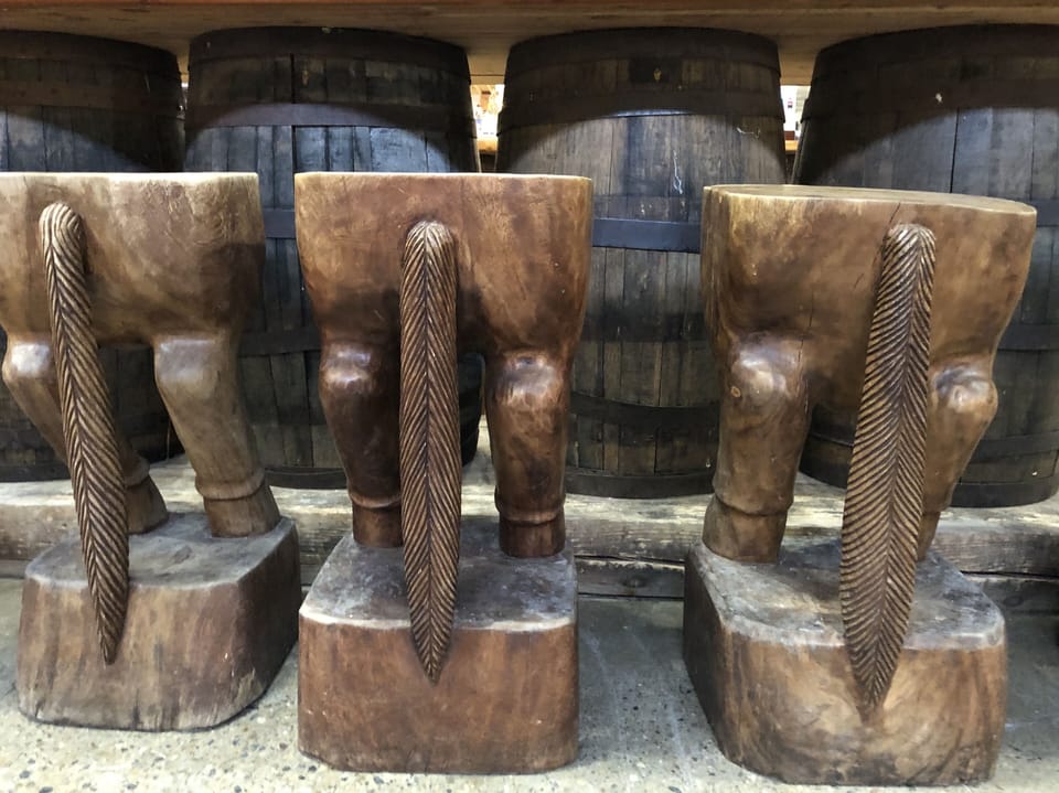 Bar stools at the snack bar.
