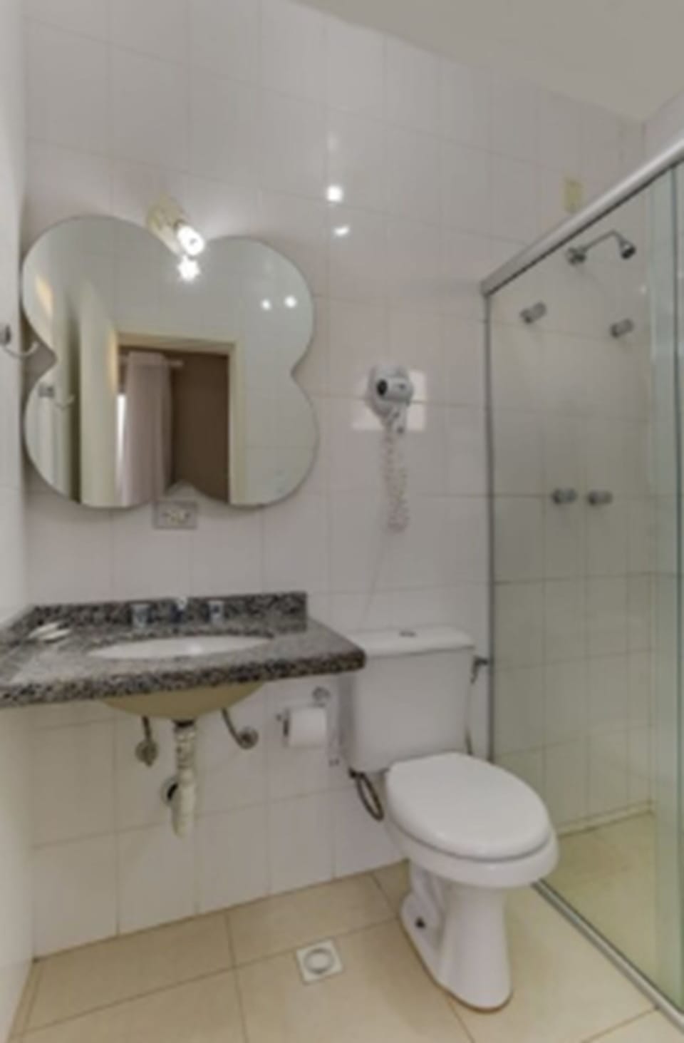 Shower, towels, soap, toilet paper