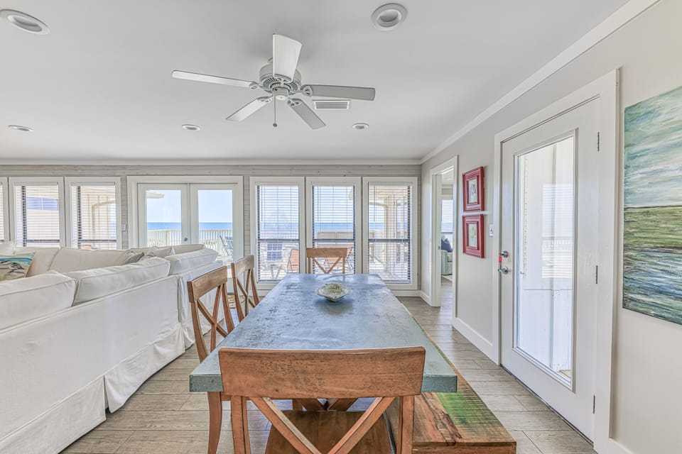 Dining Table Open to Kitchen and Living Room with Ocean Views