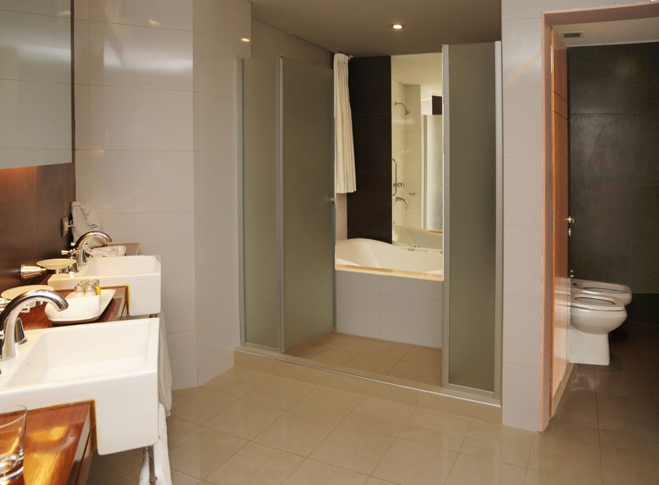 Penthouse | Bathroom | Combined shower/tub, jetted tub, rainfall showerhead, free toiletries