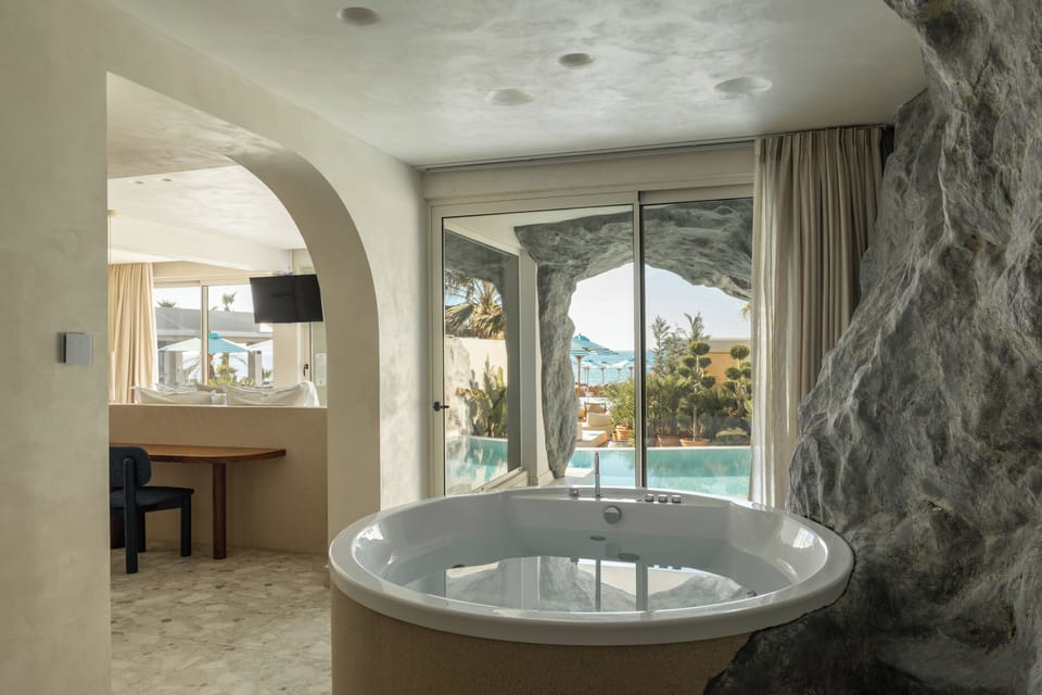 Cave Oasis Seafront Suite with Private Pool & Indoor Hydromassage Bathtub | 1 bedroom, premium bedding, minibar, in-room safe