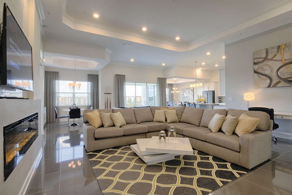 Living Area - View #3 - Open Floor Plan Greets Kitchen Area &amp; Game Alcove  w/Balcony Seating