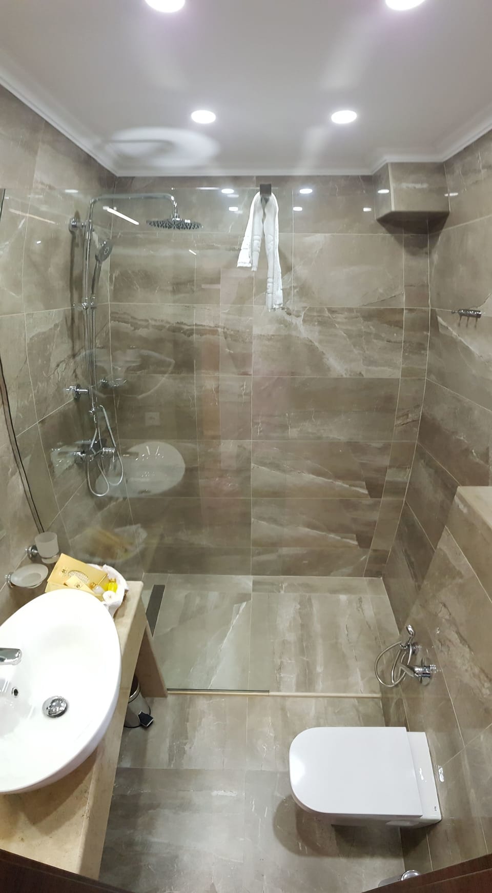Free toiletries, hair dryer, bathrobes, slippers