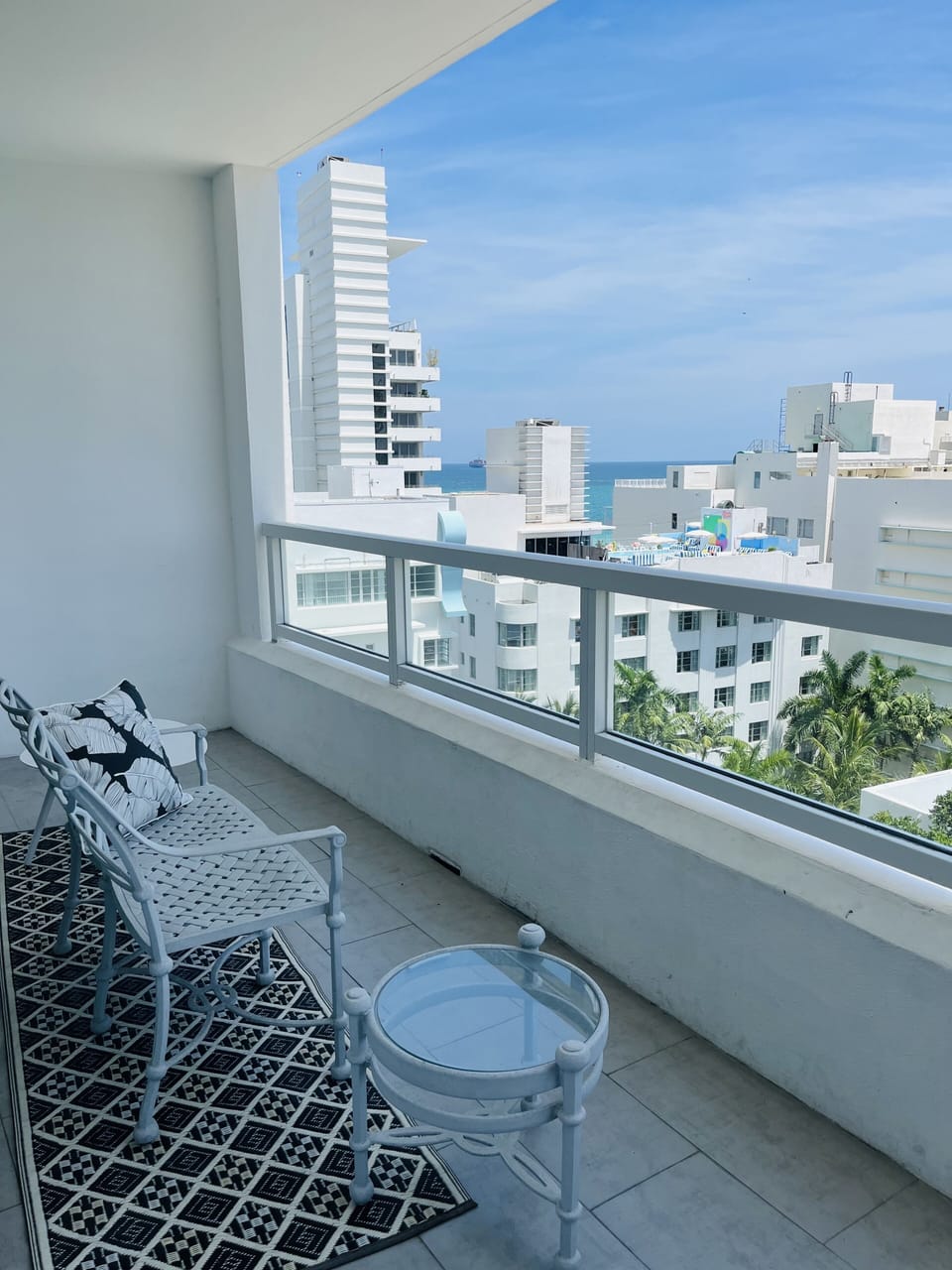Balcony accessible from both living room and master bedroom