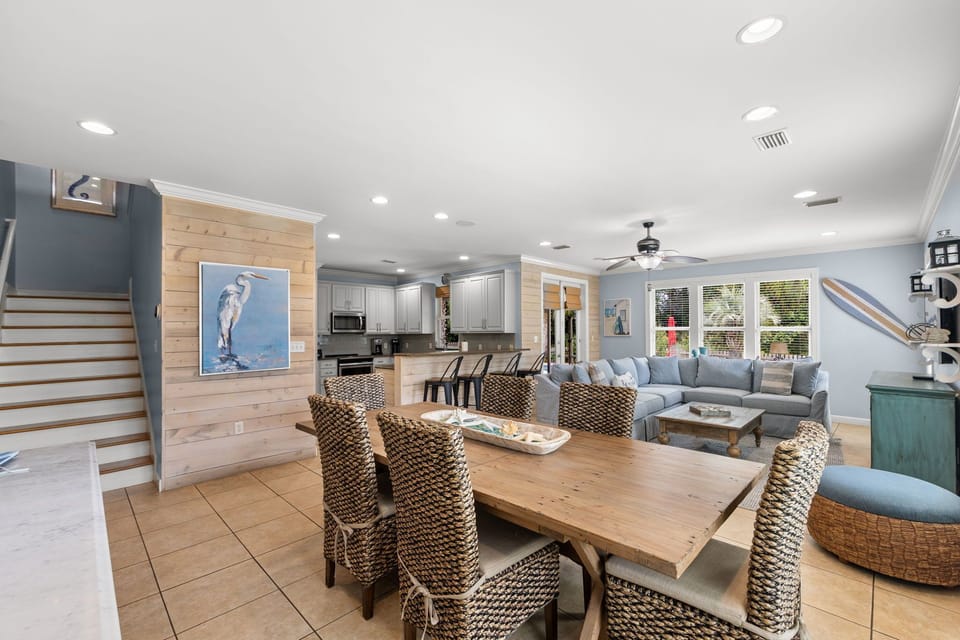 Open Concept Living Room, Dining Room, & Kitchen