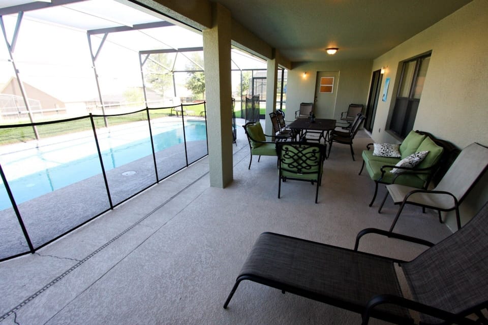 Comfortable covered pool area
