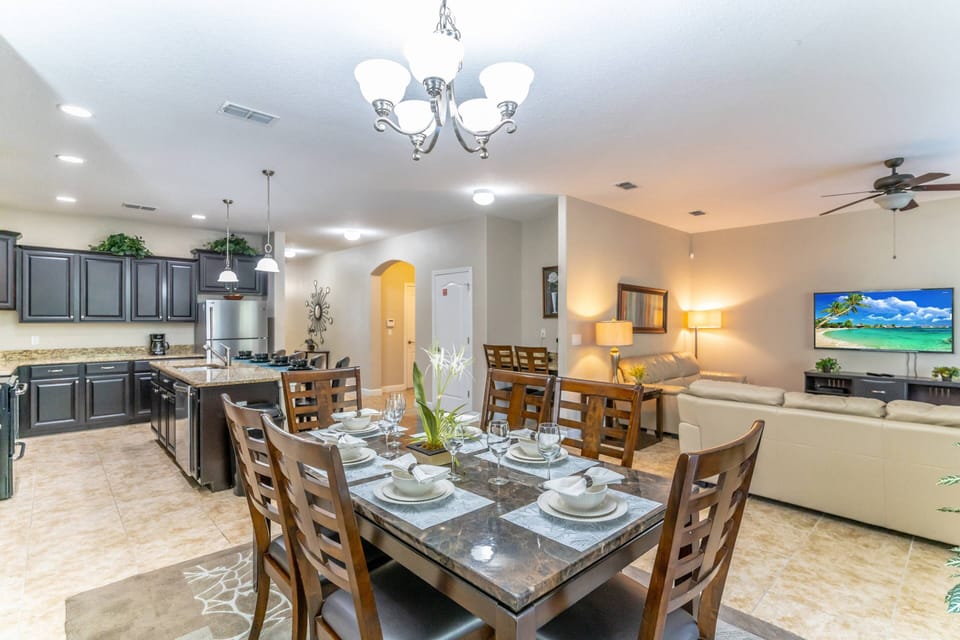 Open Floor Plan - Living Area, Dining Area and Kitchen Area