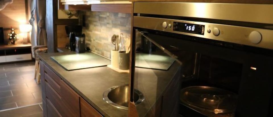 Apartment, 2 Bedrooms, Patio, Mountain View | Private kitchen | Fridge, microwave, stovetop, dishwasher