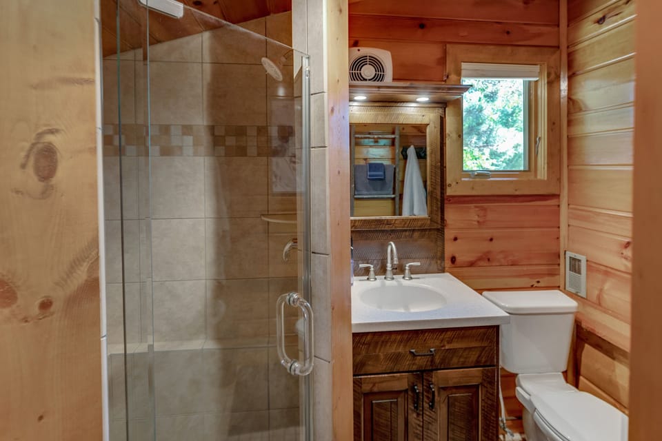 Main level bath walk in shower. 