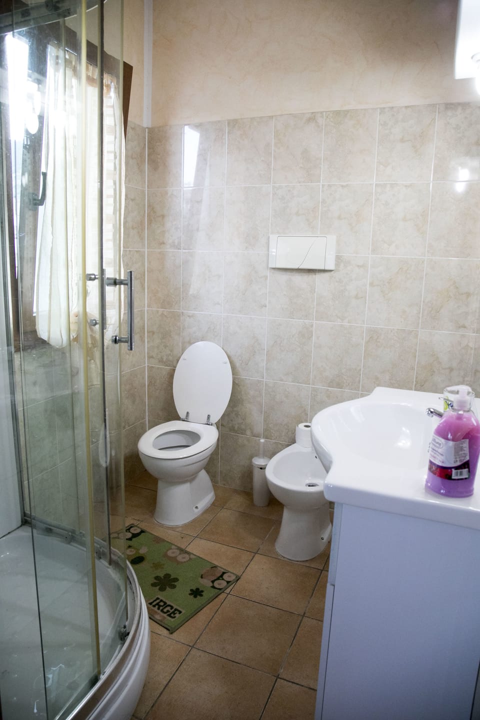Shower, free toiletries, hair dryer, bidet
