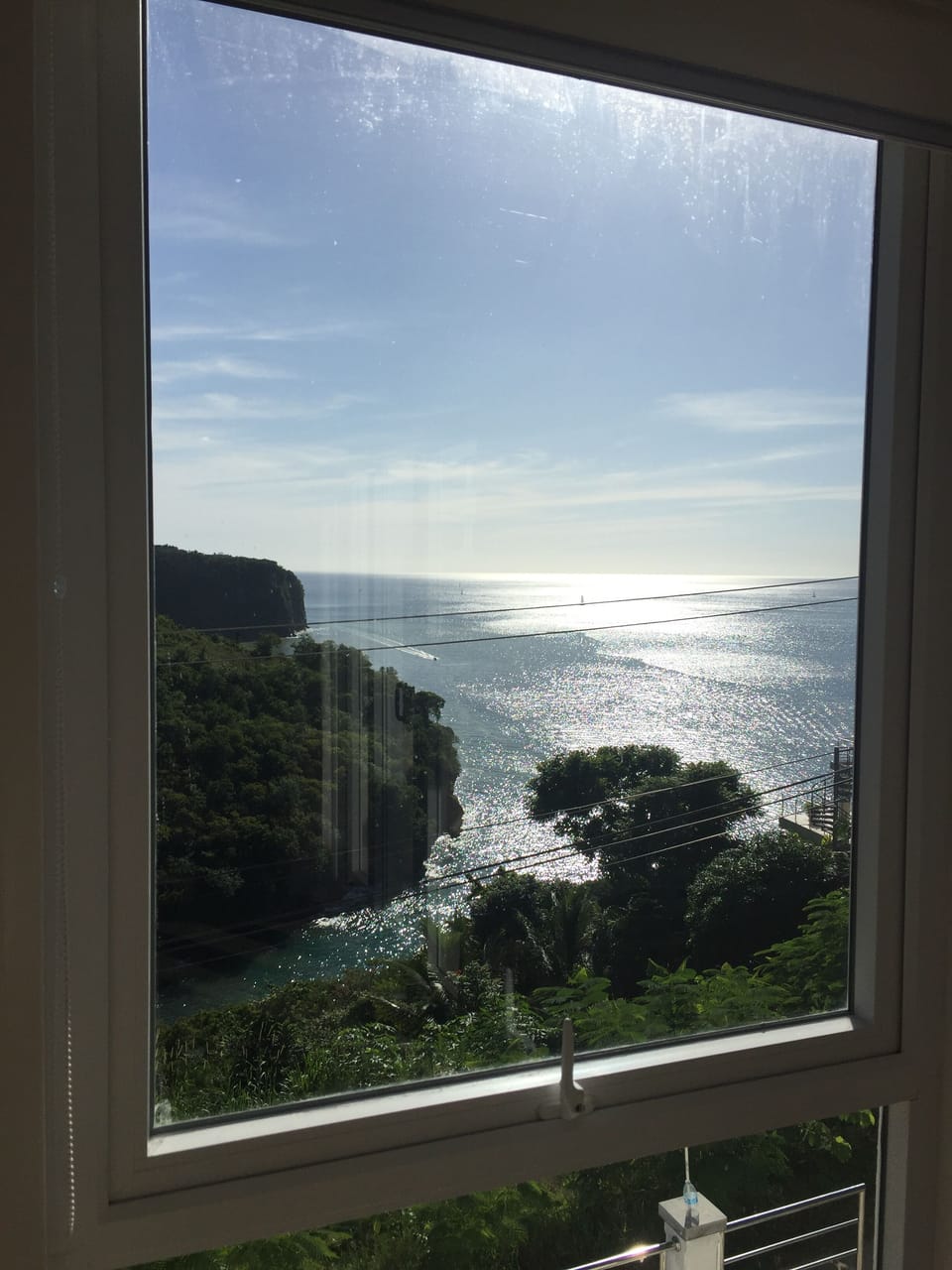View from Bedroom window - the Caribbean Sea!  