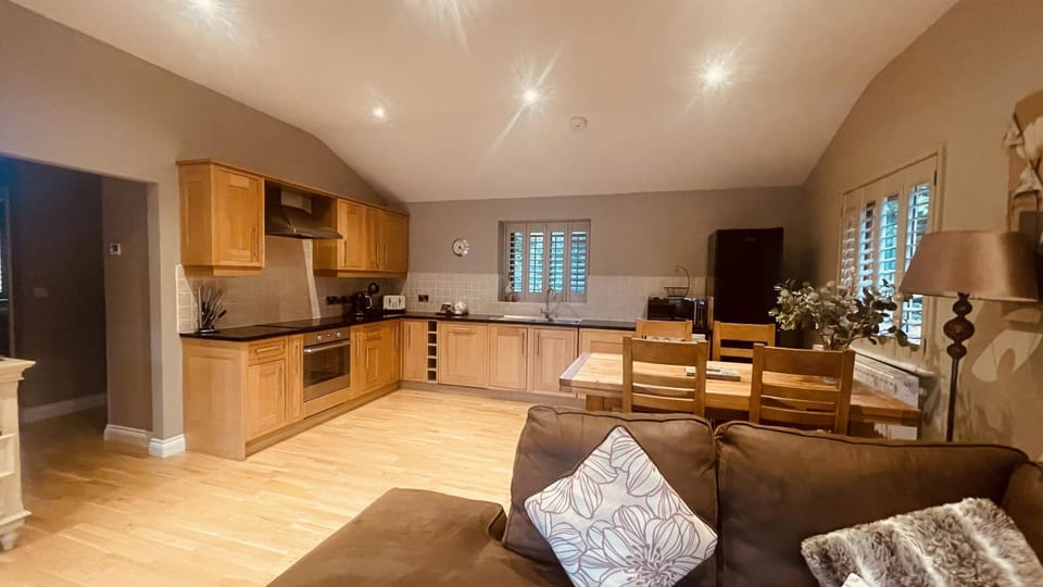 Open plan living & kitchen area - Kingfisher Lodge