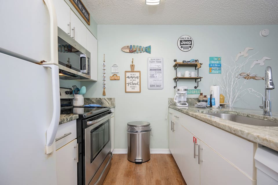 This cheerful kitchen offers the perfect oasis for preparing meals