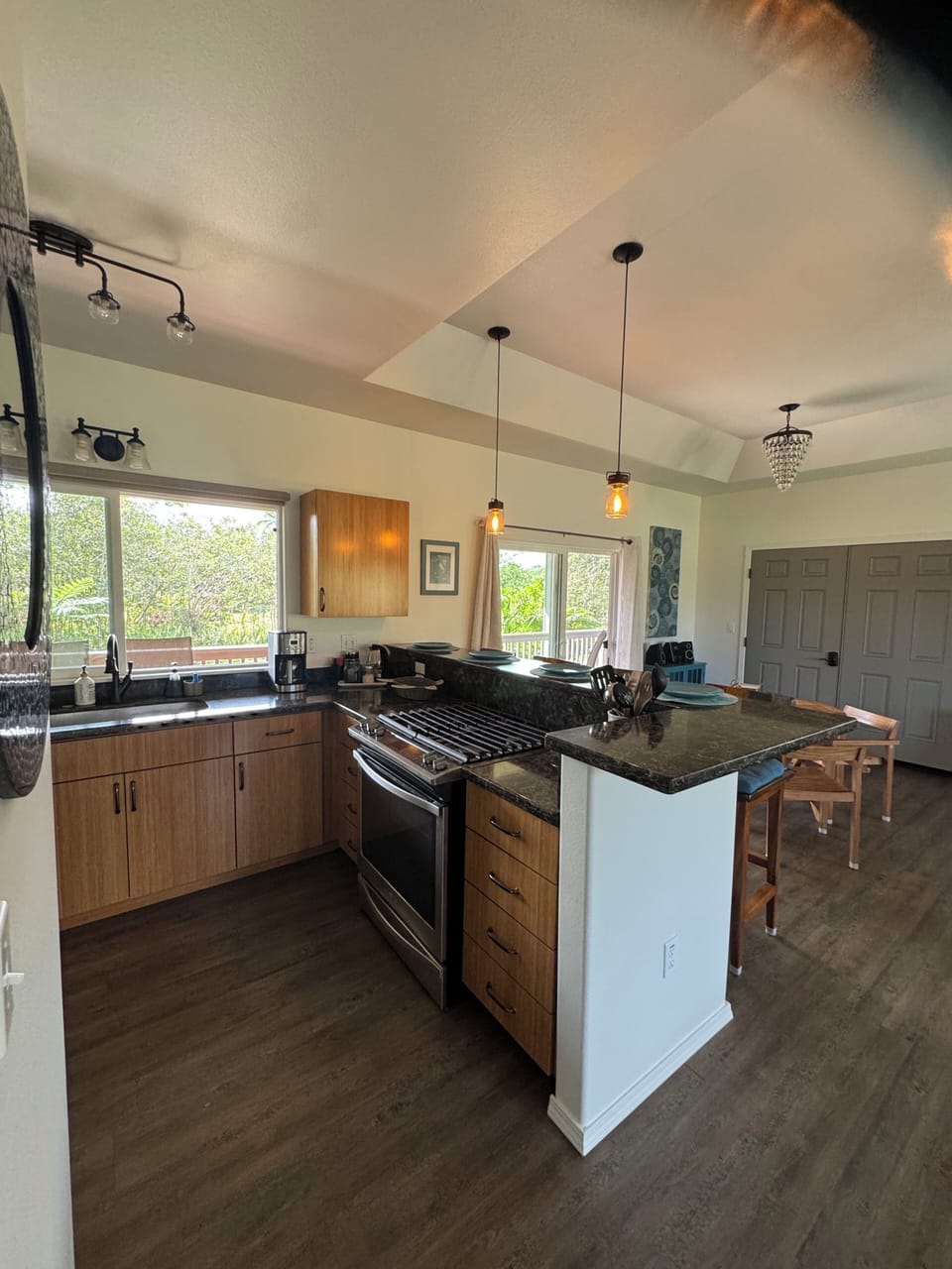 Gas stove cooking area in kitchen