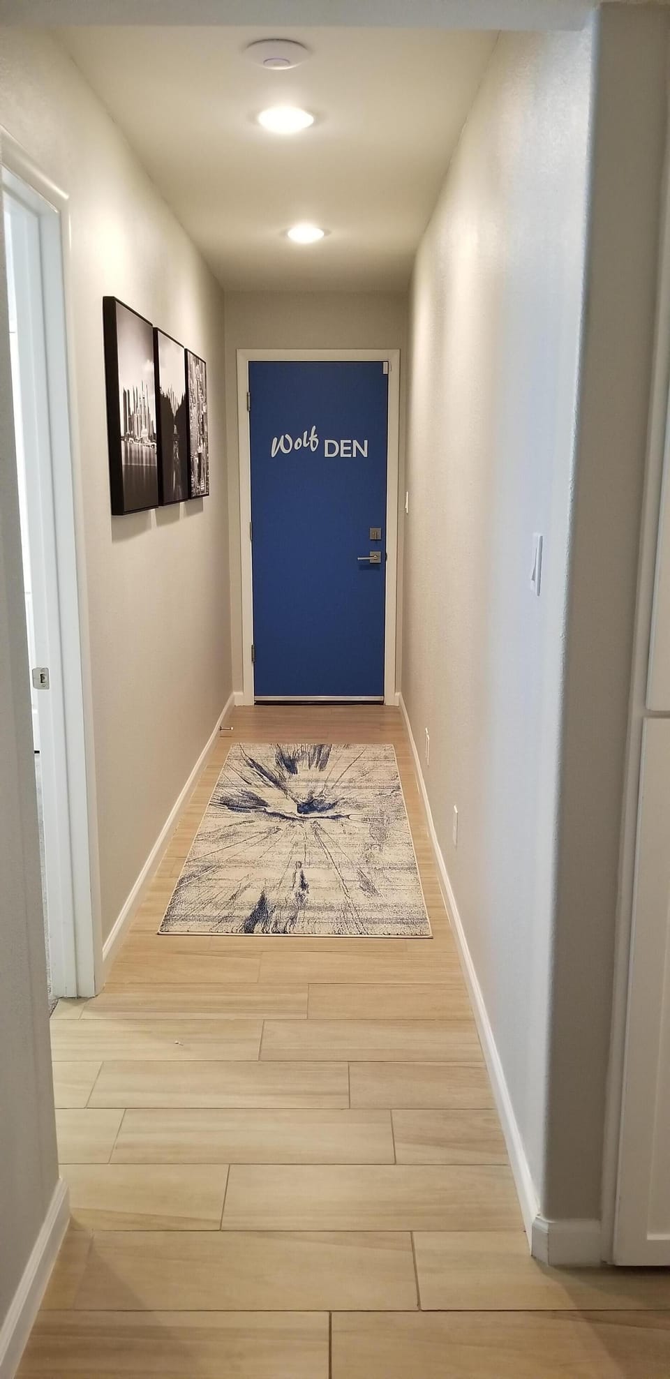 Easy walk down the hall to the Wolf Den retreat