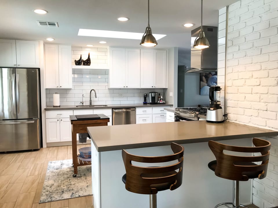 Breakfast bar with seating for casual meals