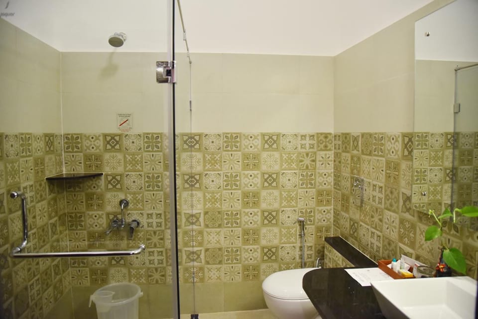 Free toiletries, hair dryer, bidet, towels